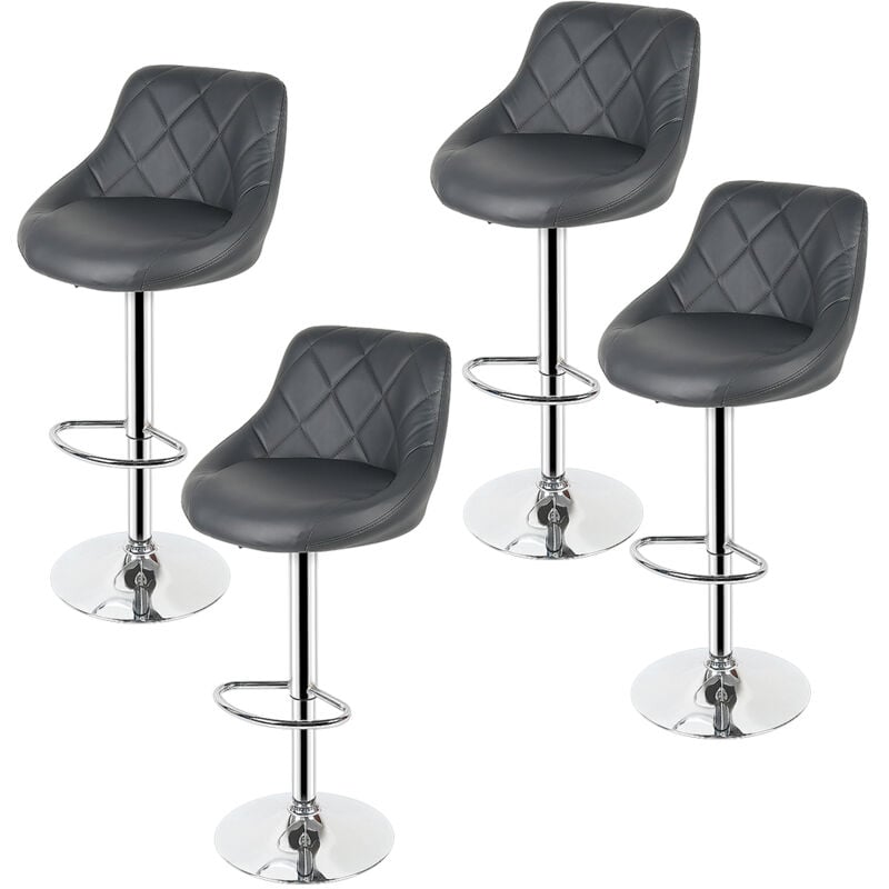 Lot de 4,Tabourets de Bar avec Poignée Similicuir Socle et Repose-Pieds Chromés