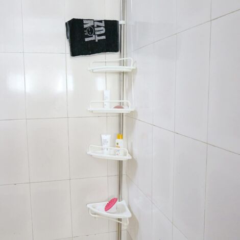 4Th Floor Corner Shower Rack Telescopic Storage Rack No Drilling Bathroom Shelf for Bathroom and Toilet