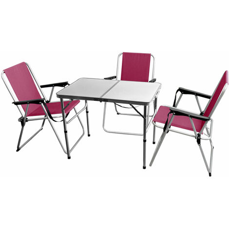 4x Campingstuhl Grün 5tlg Campingmöbel-Set Sitzgruppe Tisch 75x55cm 