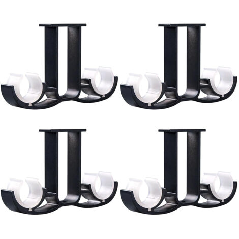 4Tringle à rideaux double couche, tringle à rideaux en métal robuste, tringle à rideaux fixée au plafond (noire)