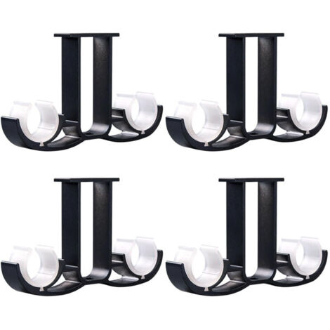 4Tringle à rideaux double couche, tringle à rideaux en métal robuste, tringle à rideaux fixée au plafond (noire)