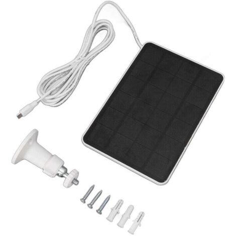 4W 5V Solar Panel for Wireless Outdoor Security Camera, IP65 Waterproof Solar Charging Panel with Adjustable Bracket, White