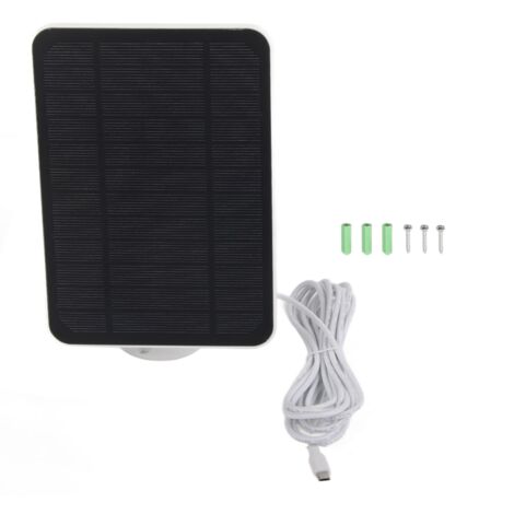 4W 5V Solarpanel für Arlo-, Ring- und Blink-Überwachungskameras – IP65 wasserdichtes Solarladegerät mit 360° drehbarer Halterung – Weiß