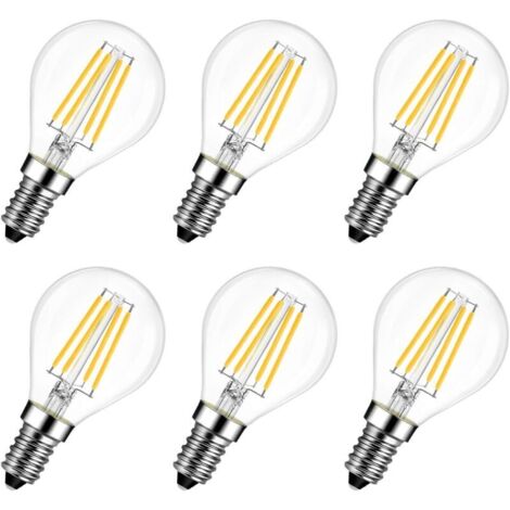4W Ampoule LED E14 à Filament, Equivalent à Ampoule Incandescence 40W, Filament LED Rétro, 2700K Blanc Chaud, Non-dimmable, Lot de 6