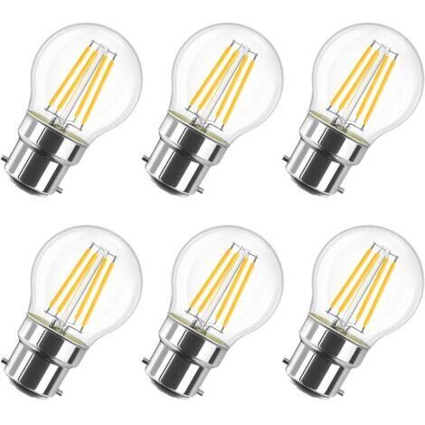 4W Ampoule LED Filament à Bayonnate G45 B22, 2700K Blanc Chaud, 470Lm, Ampoule Vintage, Non-dimmable, Lot de 6 [Classe énergétique E]