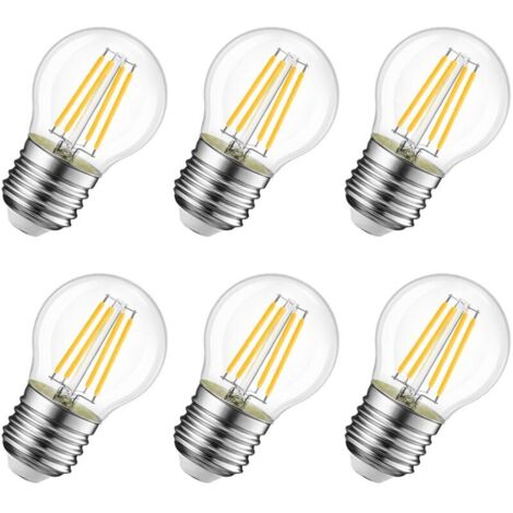 4W Ampoule LED Filament E27 G45, Equivalent à Ampoule Incandescence 40W, 470Lm 2700K Blanc Chaud, Ampoule Edison Vintage, Non Dimmable, Lot de 6 [Classe énergétique E]