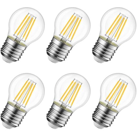 4W Ampoule LED Filament E27 G45, Equivalent à Ampoule Incandescence 40W, 470Lm 2700K Blanc Chaud, Ampoule Edison Vintage, Non Dimmable, Lot de 6 [Classe énergétique E]