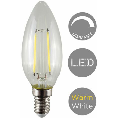 4W Dimmable LED Filament SES E14 Clear Candle Light Bulb - Single