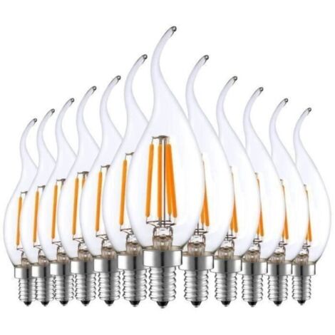4W E14 Ampoule de Filament LED Flamme Bougie 2700K Blanche Chaude Equivalent Incandescente Halogène 40W (Lot de 12) LBQ42