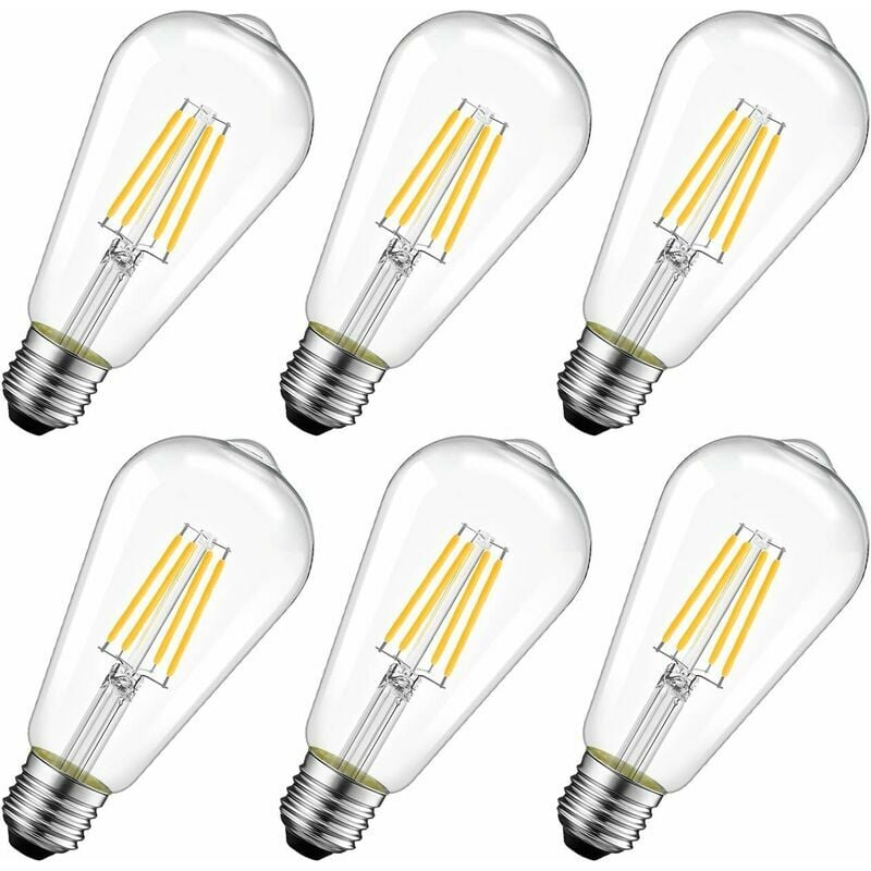 Hoopzi - 4W Edison led Filament Bulb E27 ST64 (= Decorative Incandescent Bulbs 40W), 470Lm Warm White 2700K, Vintage Lamp Retro Bulb, Non-dimmable,