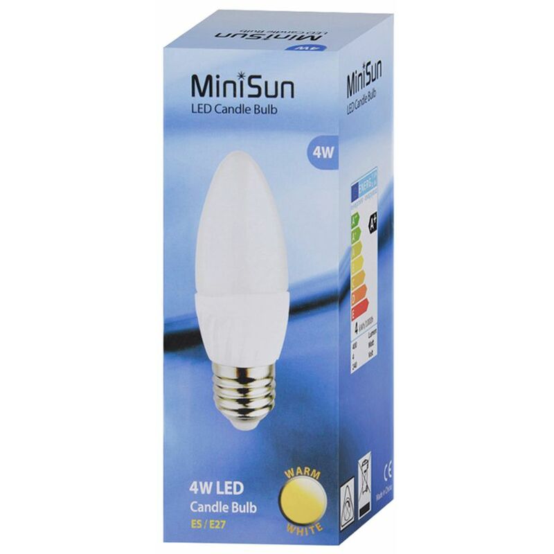 4W ES E27 Frosted Candle LED Plastic Bulb 3000K - Pack of 4