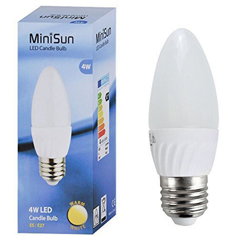 4W ES E27 Frosted Candle LED Plastic Bulb 3000K - Pack of 2