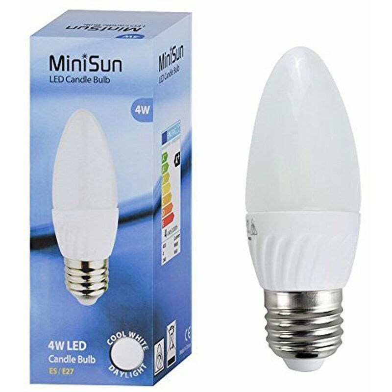 4W ES E27 Frosted Candle LED Plastic Bulb 6500K - Pack of 2