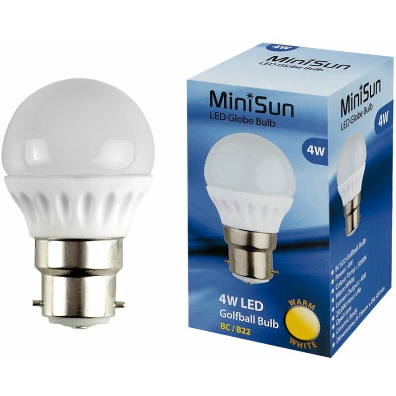4W LED BC B22 Golfball Long Life Light Bulb - Pack of 6