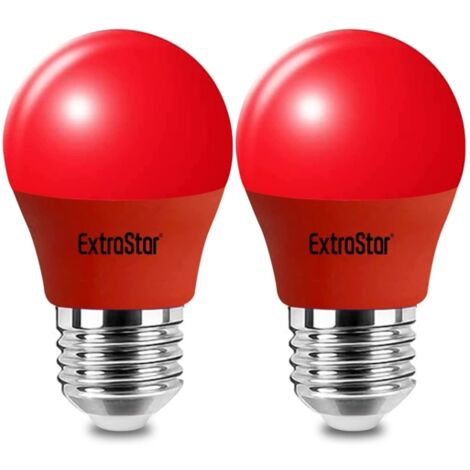 4W Red LED Golf Ball Modern Coloured Light Bulb E27 (Pack of 2)