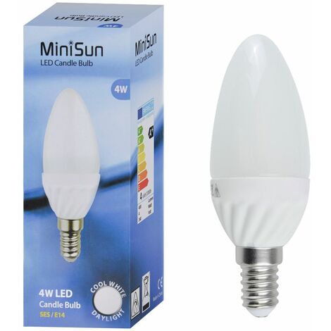 main image of "Minisun 4W Frosted Candle LED Plastic Bulb 6500K"