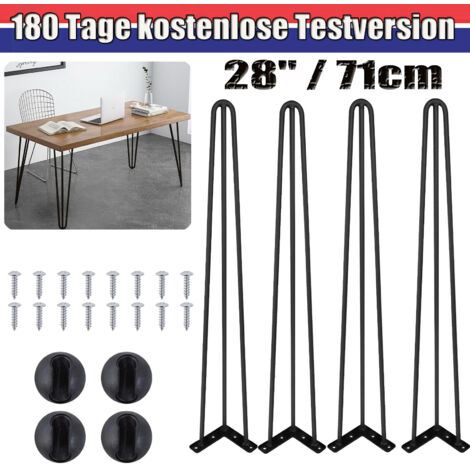 4x 28"/71cm Haarnadel Beine Metall Haarnadel Füße Für Tisch Stuhl Schrank Möbel