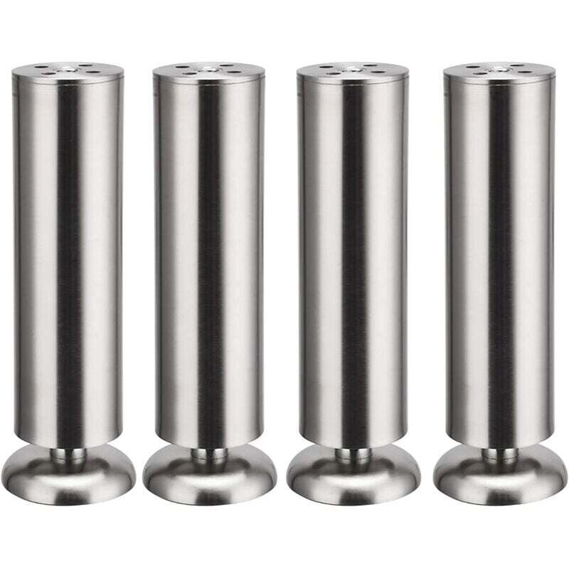 KZQ - 4x 300mm Pieds de meubles inoxydable armoire de cuisine pieds rondes,tapis en caoutchouc, sûr et silencieux