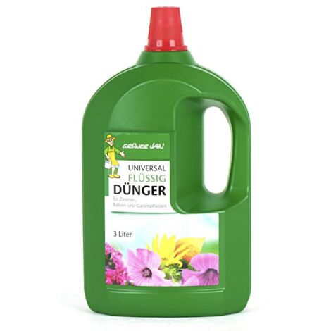 4x 3L Grüner Jan Flüssigdünger Zimmer-, Balkon- und Gartenpflanzen Blumen düngen