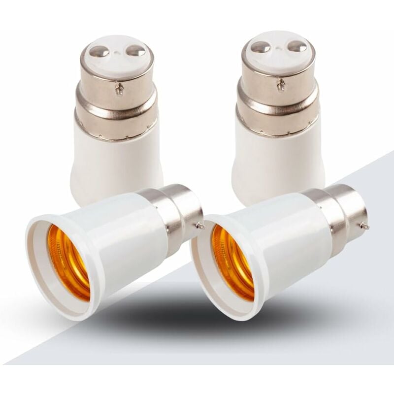 Jusch - 4x adaptateur de douille - Convertisseur douilles B22 vers E27 - Adaptateur de support de lampe culot baïonnette pour ampoule led halogène