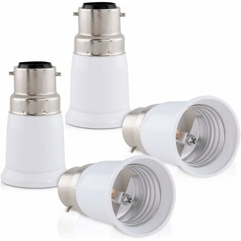 AOUGO 4x adaptateur de douille - Convertisseur douilles B22 vers E27 - Adaptateur de support de lampe culot baïonnette pour ampoule LED halogène