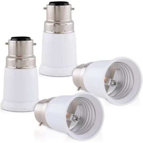 4x adaptateur de douille - Convertisseur douilles B22 vers E27 - Adaptateur de support de lampe culot baïonnette pour ampoule LED halogène