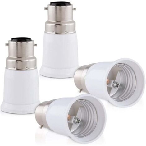 4x adaptateur de douille - Convertisseur douilles B22 vers E27 - Adaptateur de support de lampe culot baïonnette pour ampoule LED halogène