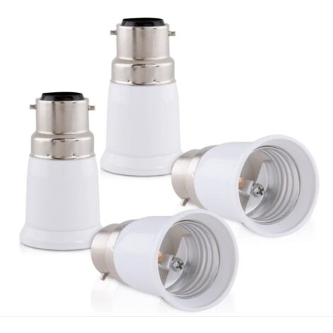 4x adaptateur de douille - Convertisseur douilles B22 vers E27 - Adaptateur de support de lampe culot baïonnette pour ampoule LED halogène