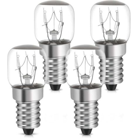 4x Ampoule Frigo 15W E14 Blanc Chaud Résistante à 300 °C (2700K, ST22, 22mm [Classe énergétique A]