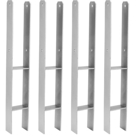 4x Ancoraggio H Supporto palo 121MM zincato a caldo Ancoraggio palo Carport