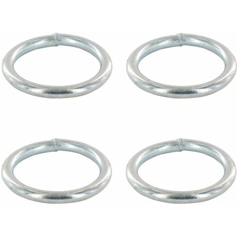 4x Anneau rond soudé en acier zingué A souder Chaîne Câble Argent Bricolage Bâche Piquet Jardin, 10x50mm