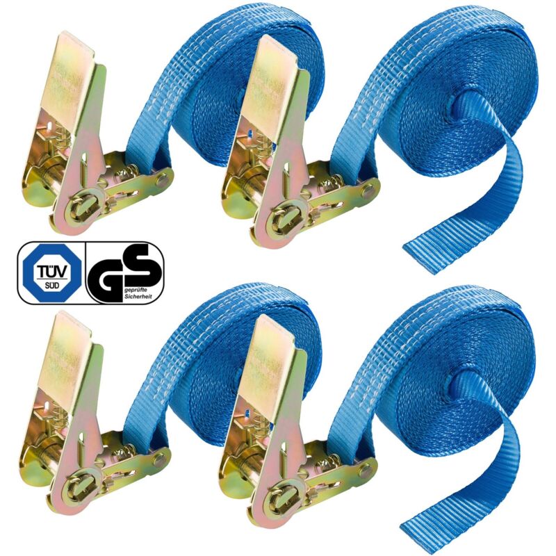 

4 x Correas de anarre de trinquete correa de anclaje 6m x 25 mm - azul - Arebos