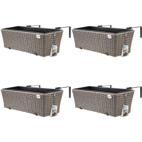 4x Bac à fleurs jardinière support montage balcon pot de fleurs 11 litres couleur au choix Crème
