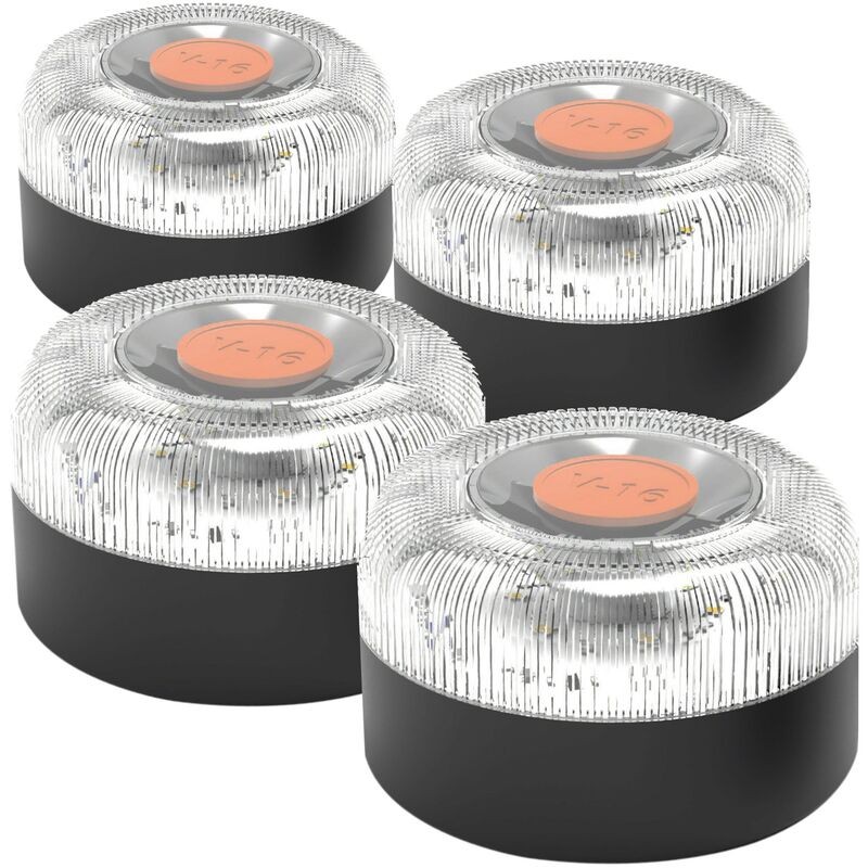 

4x BALIZAUTO - luz de emergencia, señal v16 de preseñalización de peligro, homologada, normativa DGT, V16, con base imantada, hecho en España