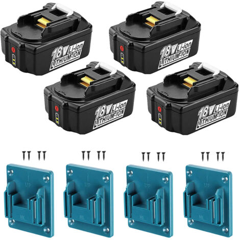 4X Batterie 18V pour Makita BL1850B BL1860B BL1840 BL1830 BL1815 LXT DMR107 DMR108 avec LED + Cadeau : Pendentif d'outil