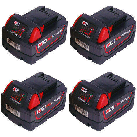 4X Batteries M18 pour Batterie Milwaukee 18V 5000mAh M18 48-11-1840 48-11-1828 48-11-1820 48-11-1815 48-11-1850 M18 B5