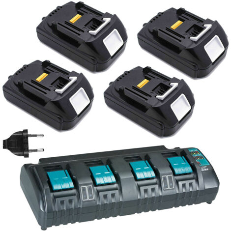 4x BL1830 18V 3,0Ah Batterie de rechange avec DC18SF Chargeur 4 Ports Li-ion Chargeur pour Makita 18V BL1850 BL1850B BL1860B BL1815  BL1840 LXT