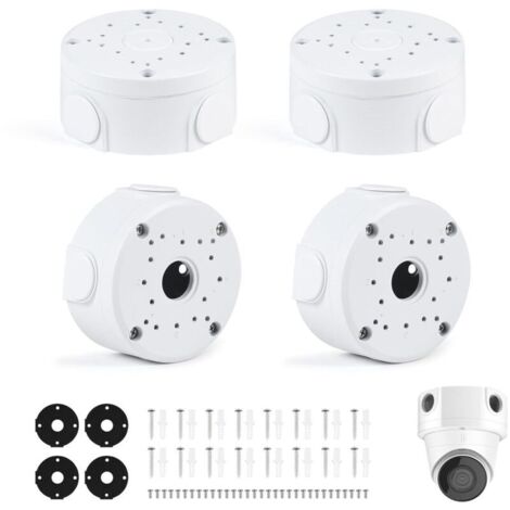 4x Boîte de Jonction pour Caméra en Aluminium, Boîte de Montage de Caméra Universel Étanche Support de Câble Caché pour Caméras Bullet Dôme Hémisphérique Extérieur et Intérieur