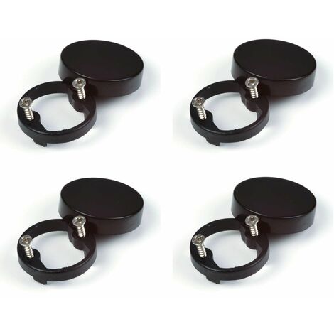 4x Cache charnière ronde pour vitre / verre en plastique à visser Décoration Vitrine Aménagement, noir