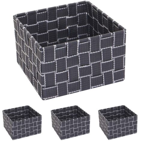 4x cestini porta trucchi da bagno 12x19x19 cm grigio scuro 040000606