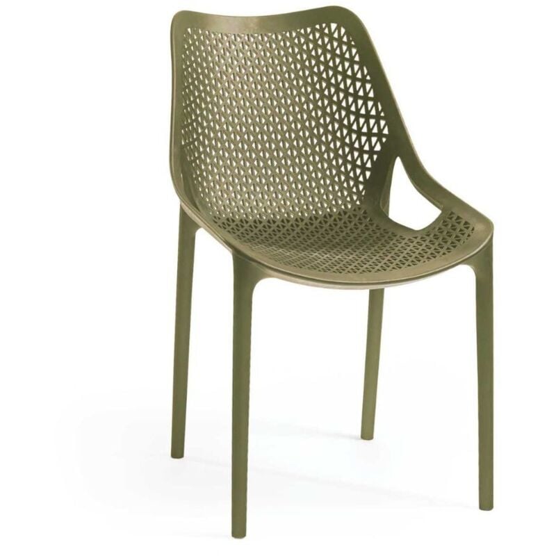 Iperbriko - 4X Chaise Bilros en polypropylène vert olive H82xL60xP50