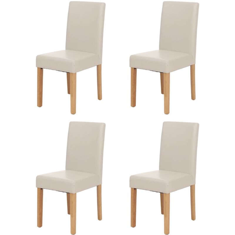 Jamais utilisé] Lot de 4 chaises de séjour Littau, simili-cuir, blanc, pieds clairs