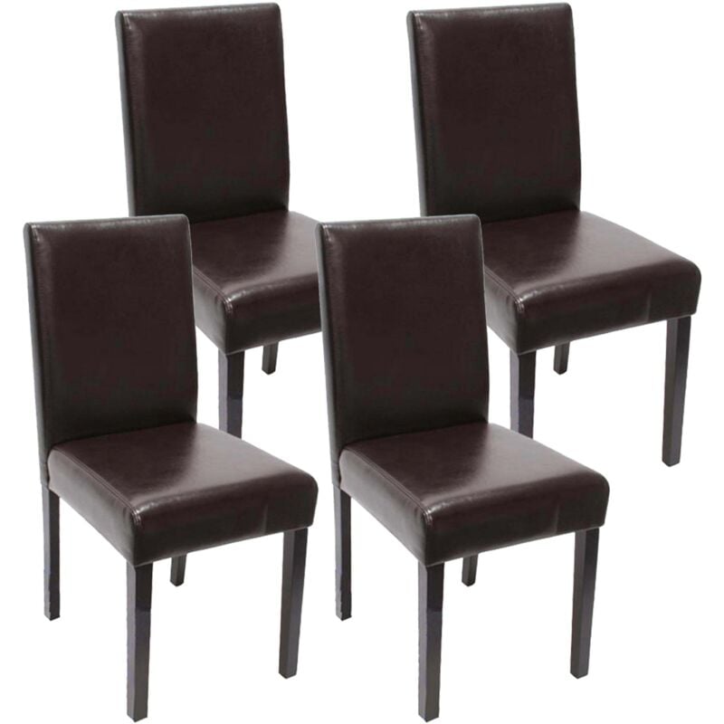HHG - jamais utilisé] Lot de 4 chaises de séjour Littau, simili-cuir, marron, pieds foncés