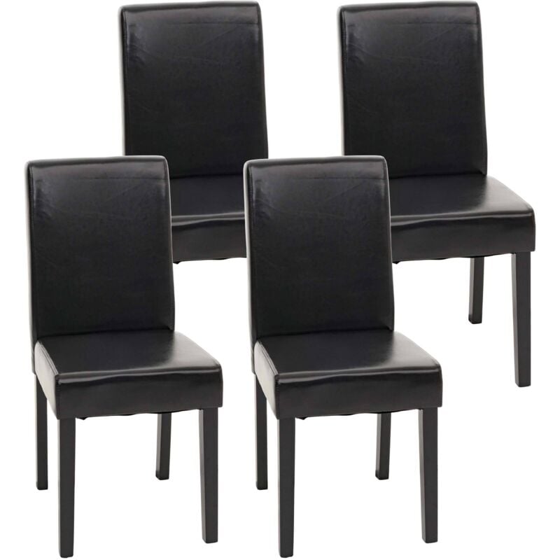 Lot de 4 chaises de séjour Littau, simili-cuir, noir, pieds foncés
