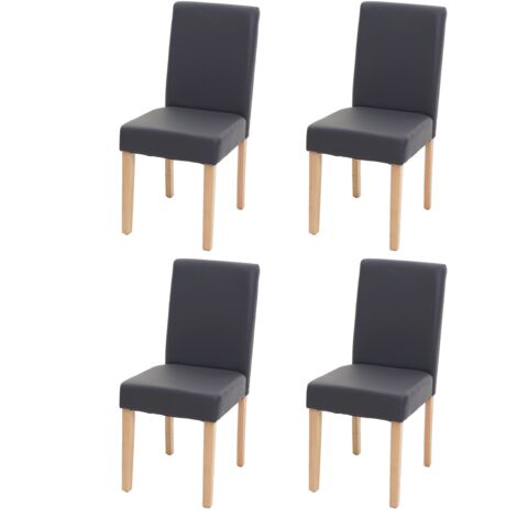 4x chaise de salle à manger chaise de cuisine Littau, simili cuir, gris mat, pieds clairs