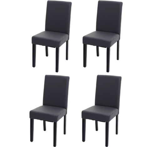 4x chaise de salle à manger chaise de cuisine Littau, similicuir, gris mat, pieds foncés