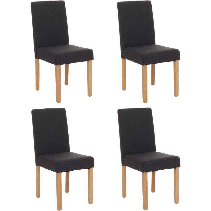 HHG - Lot de 4 chaises de salle à manger Littau, tissu, noir, pieds clairs HHG - Lot de 4 chaises de salle à manger Littau, tissu, noir, pieds clairs