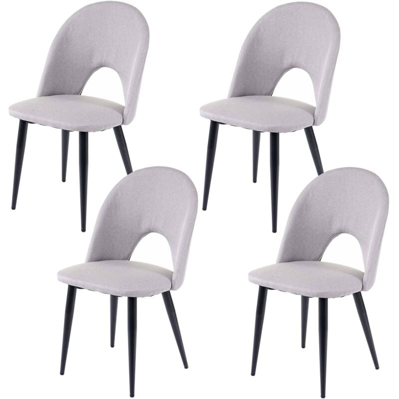 HHG - 4x chaise de salle à manger 209, fauteuil, tissu, gris