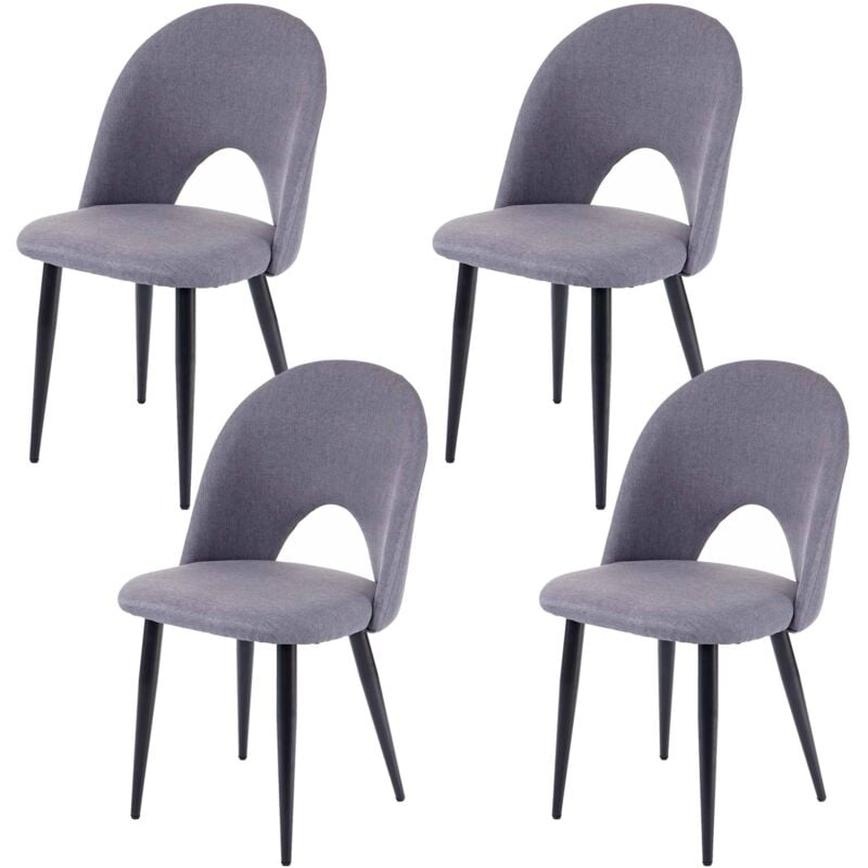 4x chaise de salle à manger HHG-209, chaise de cuisine, tissu/textile, gris foncé
