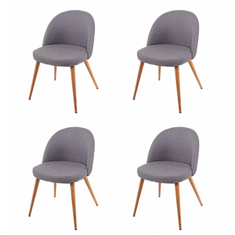 HHG - jamais utilisé] 4x chaise de salle à manger 631, fauteuil, style rétro années 50, en tissu, gris foncé